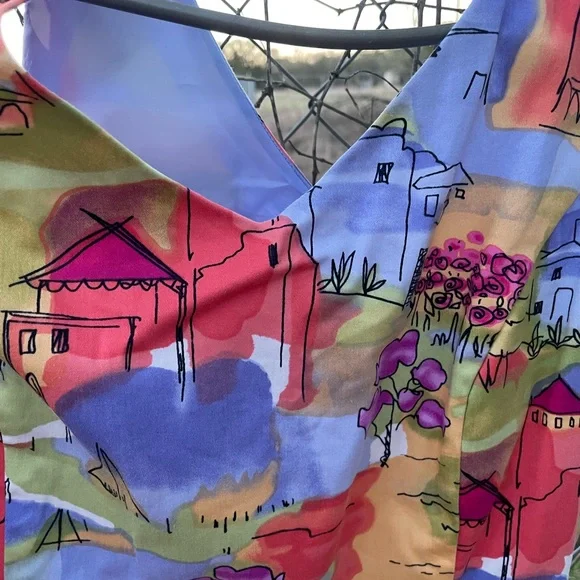 Women’s Multicolor Printed Summer Dress, Positano Style - Picture 4 of 6